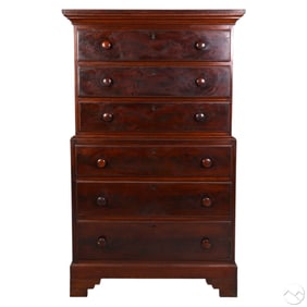 Antique 19C Georgian Style Wooden Highboy Dresser