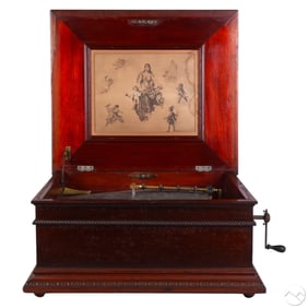 Regina Antique Tabletop Wooden Music Disc Player