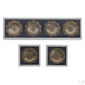 Silvered Indo-Persian Style Framed Plates 6pc SET