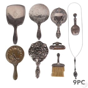 Sterling Vanity Mirror Bottle Brush Lorgnette LOT