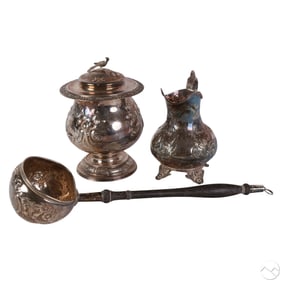 Antique Sterling Sugar Creamer Ladle 3pc LOT 900g.