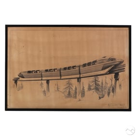 Bob Gurr b.1931 Disney Monorail Lithograph SIGNED