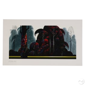 Eyvind Earle 1916-2000 Crimson Eucalyptus SIGNED