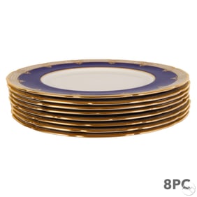 Lenox Trianon Cobalt Gold Encrusted Plates 8pc SET