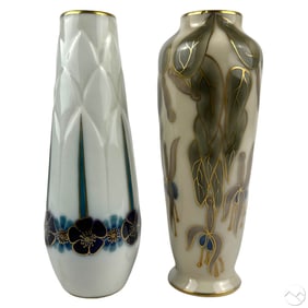 Limoges Lemovices Porcelain Art Nouveau Bud Vases