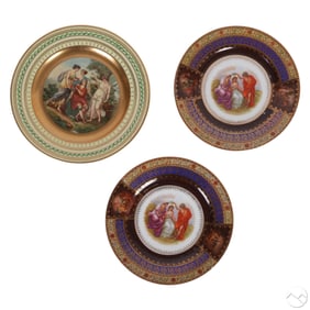 Royal Vienna Hand Painted Portrait Plates 3pc LOT
