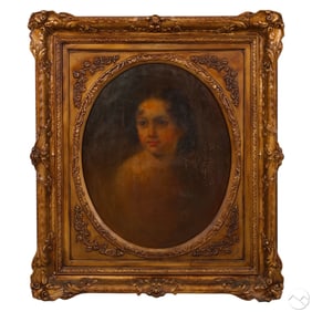 Antique Portrait of a Young Female Oil Painting