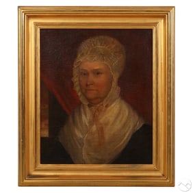 Antique Portrait of an Elderly Lady Oil Painting