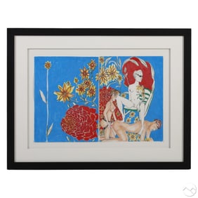 Mixed Media Floral Erotic Illustration Art Drawing
