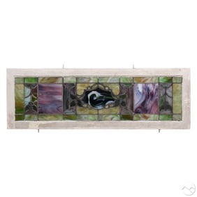 Antique Horizontal Foliate Stained Glass Window