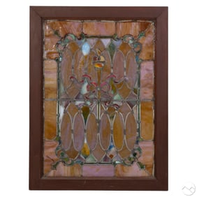Antique Torch Motif Square Stained Glass Window