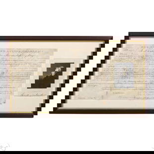 Andrew Jackson 1833 Autographed Land Documentation: Andrew Jackson (American, 1767-1845) signed land grant document dated September 16, 1833, issued by the General Land Office under the Act of Congress of April 24, 1820. Grants land in Section 4, Towns
