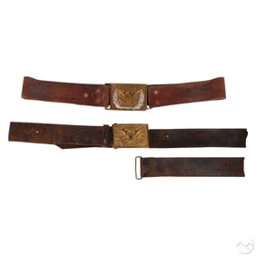 Civil War Union Eagle Buckle Leather Belts 2pc LOT