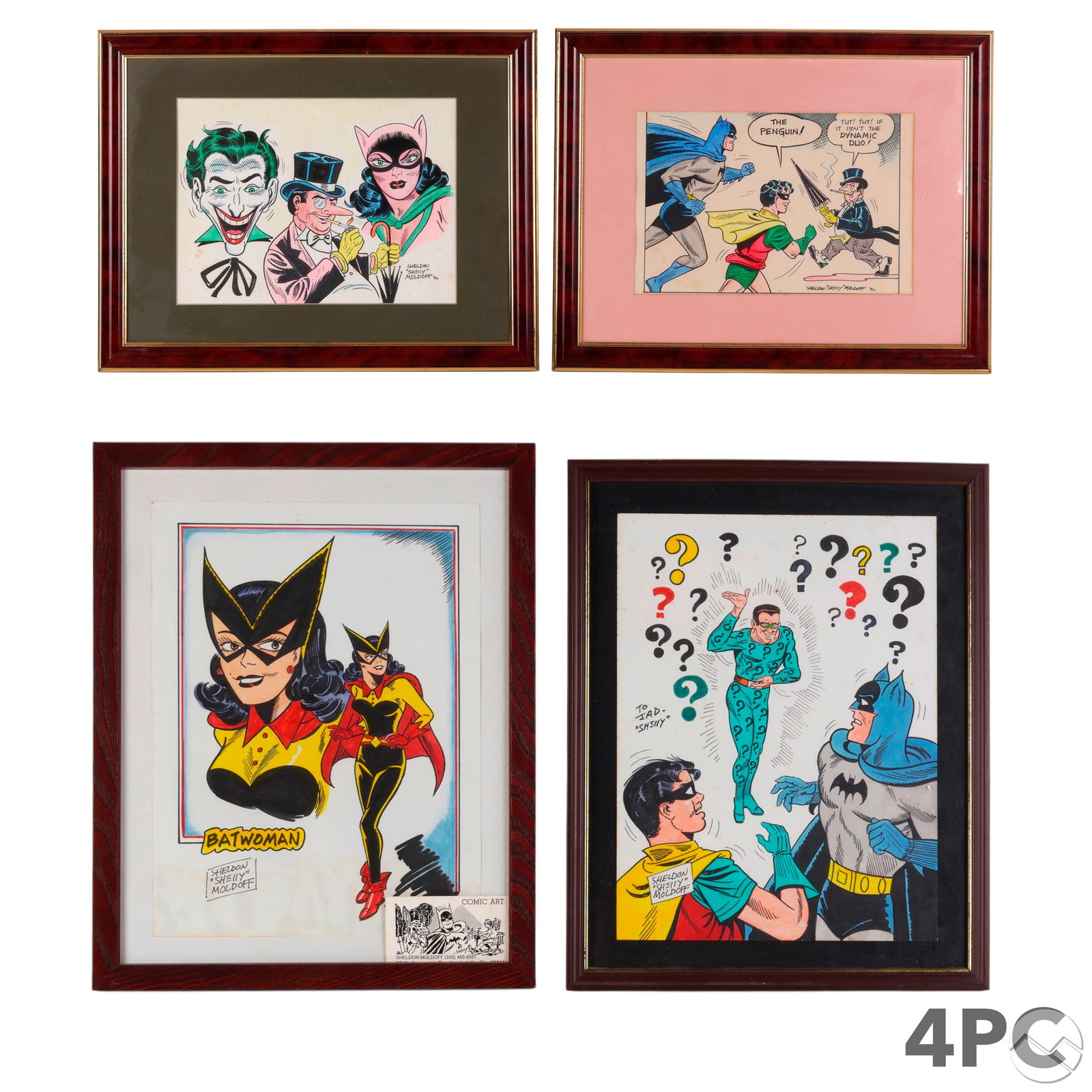 Sheldon Moldoff 1920-2012 Batman Cartoons 4pc LOT (1 of 10)
