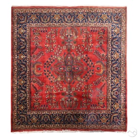Persian Hand Knotted Burgundy Wool Blend Rug 78x78
