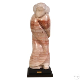 Rita Medoff B.1928 Carved Marble Geisha Sculpture