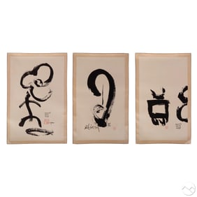 Japanese Shodo Shuji Vintage Print Scrolls 3pc LOT
