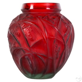 Art Deco Style Grasshopper Vase after Rene Lalique