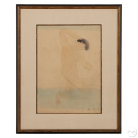Nude Female Watercolor Pencil Painting After Rodin