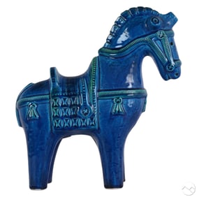 Bitossi Flavia Italian Rimini Blue Ceramic Horse