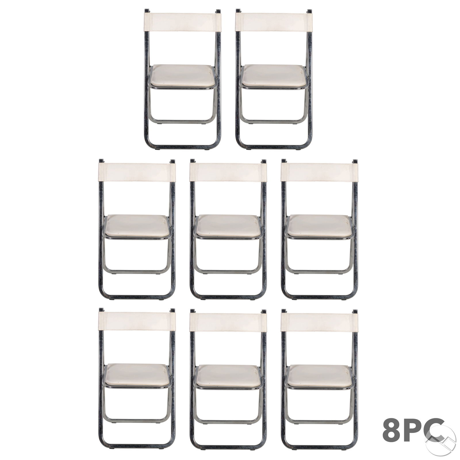 Italian Tamara Leather & Chrome Folding Chair SET (1 of 11)