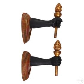 Pair of Blackamoor Arm Touchier Wall Sconce SIGNED