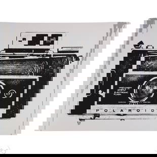 Mr Brainwash b.1966 Warhol Polaroid Camera SIGNED: Mr Brainwash (Thierry Guetta) (French, born 1966), black and white limited edition lithograph depicting a vintage Polaroid Land Camera 360 with electronic flash in street art stencil style with halfto