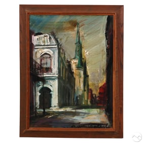 Jack Cooley 1923-2008 City Street Scene Painting