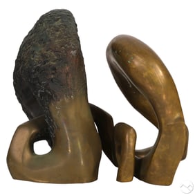 Biomorphic Intertwined Modernist Bronze Sculpture