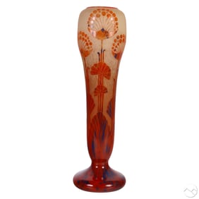 La Verre Francais Ombelles Flower Cameo Glass Vase
