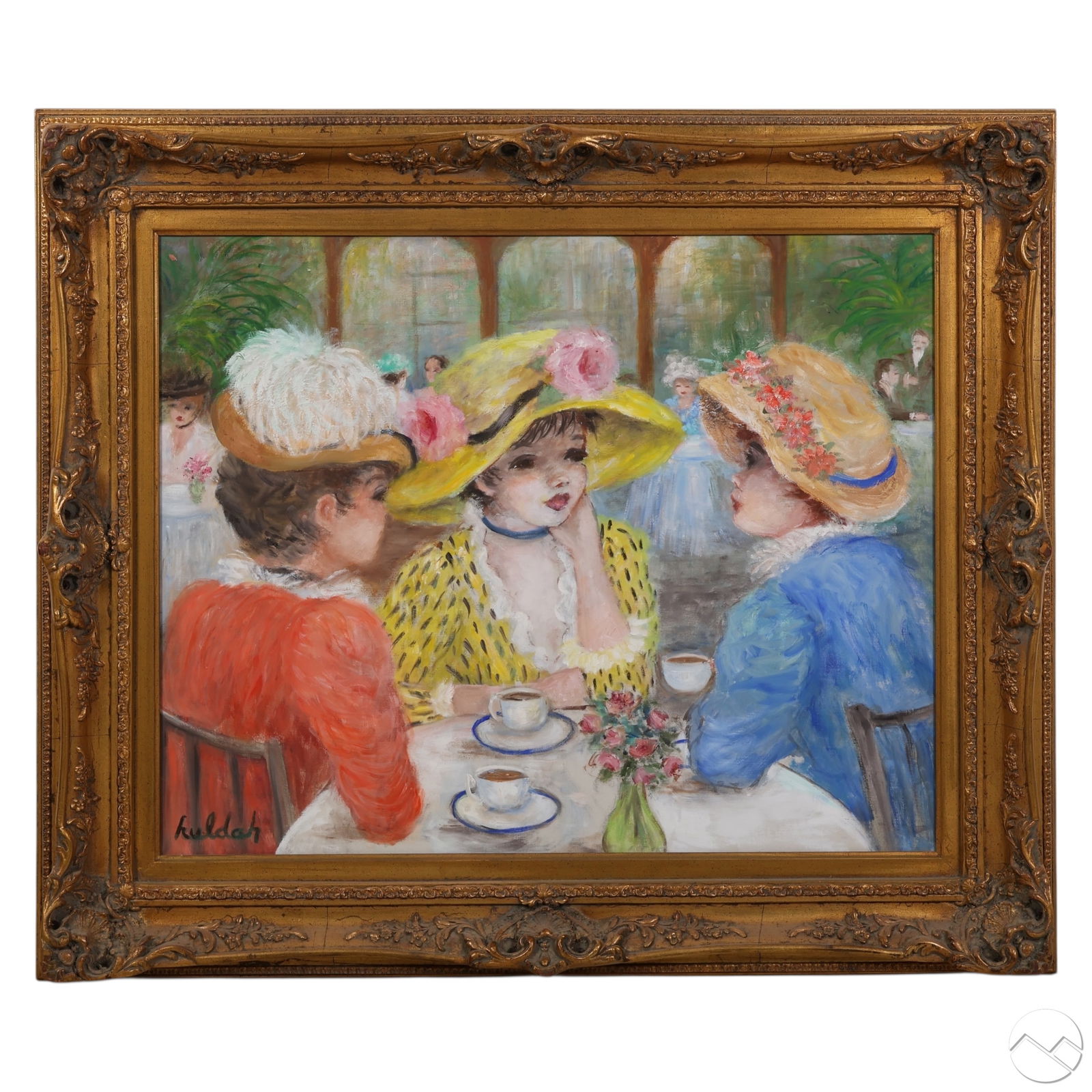 Huldah 1901-2001 Three Ladies at Tea Time Painting (1 of 8)