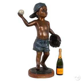 David Gritzton b.1948 Baseball Boy Bronze Statue