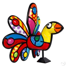 Romero Britto b1963 LE Pinecrest Peacock Sculpture
