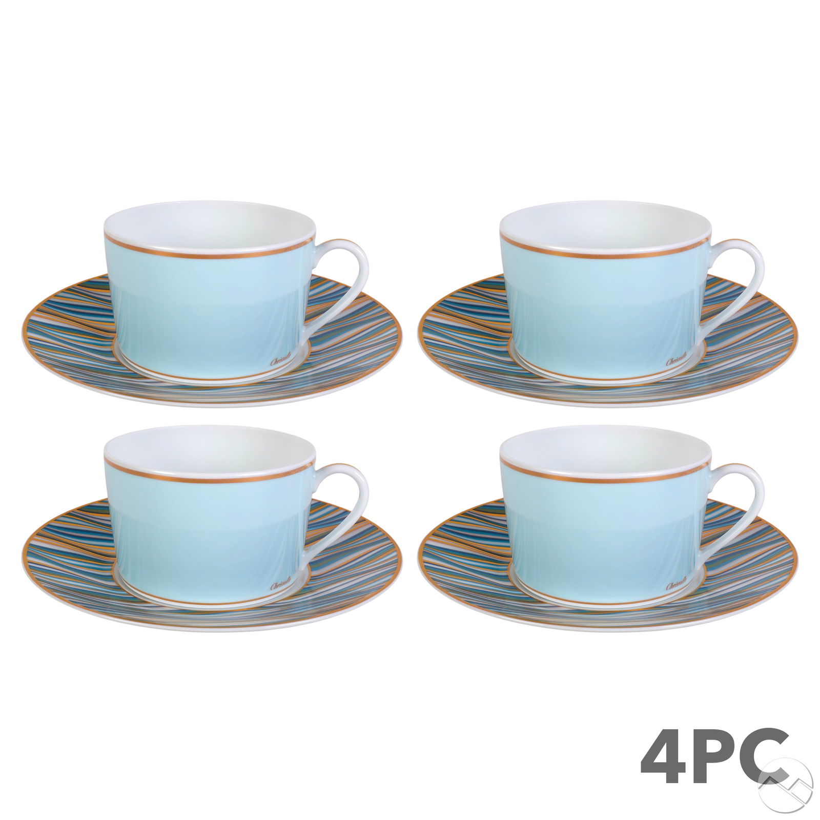 Christofle Vagues Flat Coffee Cup and Saucers SET (1 of 9)