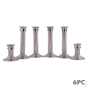 Cartier Set of Six Silverplate Column Candlesticks
