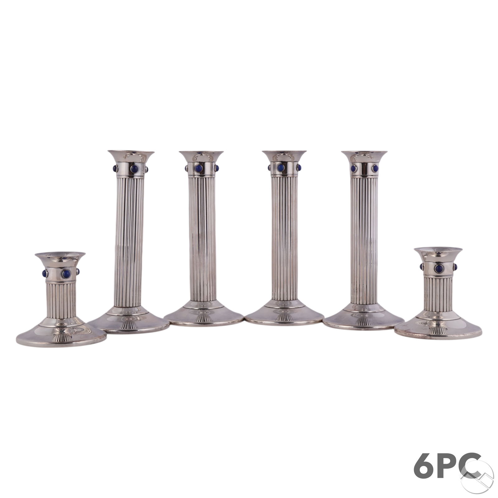 Cartier Set of Six Silverplate Column Candlesticks (1 of 8)