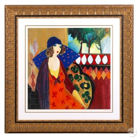 Itzchak Tarkay 1935-2012 Indigo Chapeau Serigraph