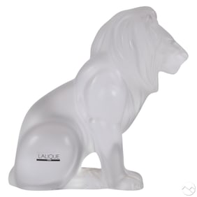 Lalique French Crystal "Bamara" Lion Sculpture