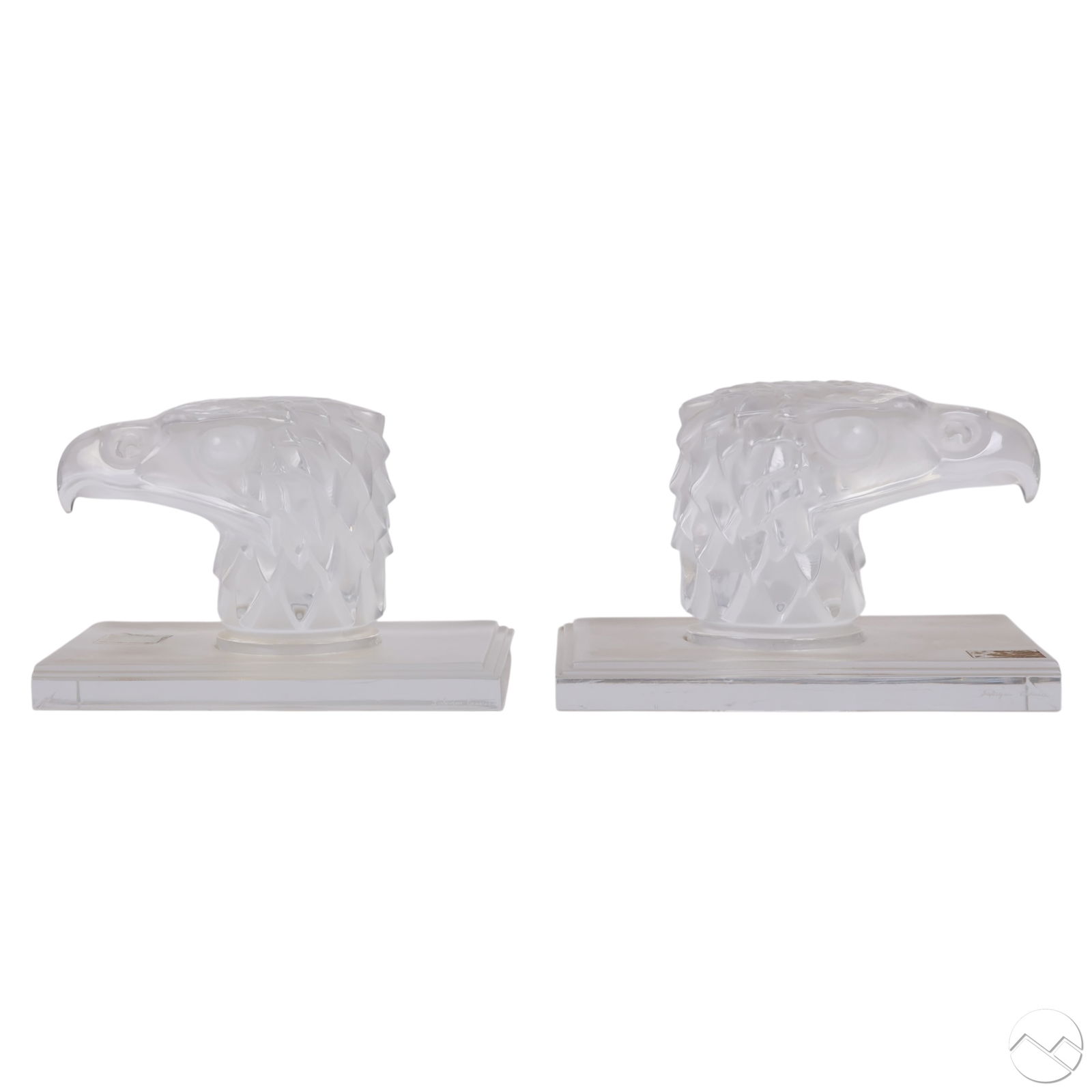 Lalique Crystal Eagle Tete D Aigle Mascot Bookends (1 of 8)