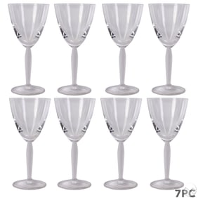 Lalique Fine Crystal Louvre Water Goblets 8pc SET