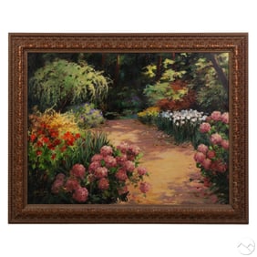 Natalie Levine 20/21C Stroll to Pond Oil Painting