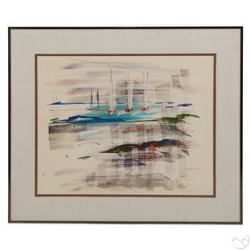 Alfred Birdsey 1912-1996 Boats Watercolor Painting