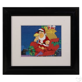 Hanna Barbera Flintstones Christmas Cel SIGNED