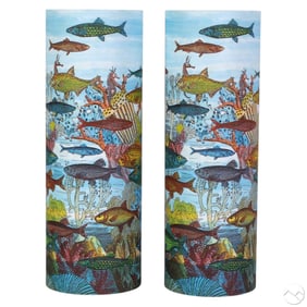 Pair Fornasetti Amtonangeli Fondale Marino Lamps