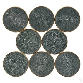 Aerin Leather & Faux Shagreen Coaster Sets 8pc LOT