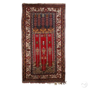 Antique Turkish Style Hand Knot Prayer Rug 91 x 57