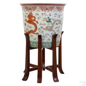 Chinese Famille Rose Porcelain Dragon Jardiniere