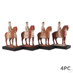 Chinese Terracotta Tang Horse & Rider Tomb Figures