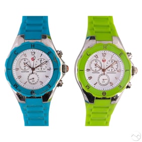 Michele Tahitian Jelly Bean Green & Blue Watch LOT