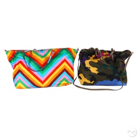 Valentino Rockstud Canvas & Nylon Tote Bag 2pc LOT